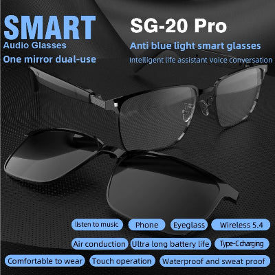 SG20 TWS 2 - in - 1 Smart Bluetooth Glasses | Convertible Sunglasses & Clear Lenses with Wireless Audio 