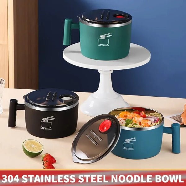 Stainless Steel Bowl with Lid – Portable Noodle & Soup Bowl, Sealed Drain Design for Kitchen & Travel – Buy Now at SmartSellHub.shop