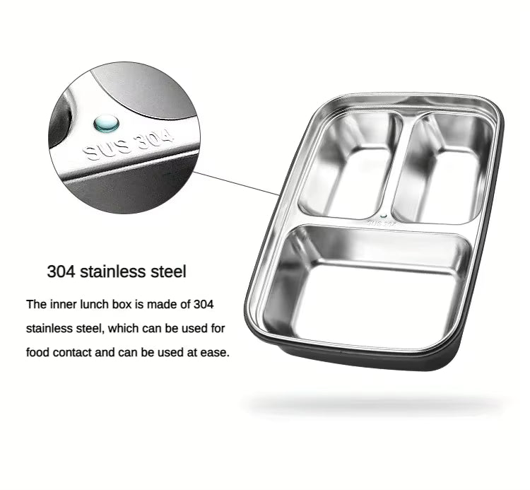 Stainless Steel Bento Lunch Box with Compartments – Easy-Clean Food Container for Work & Office